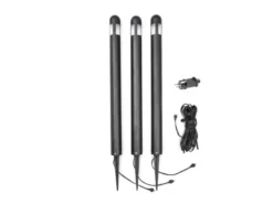 3er Set Wegeleuchte AMALFI schwarz mit Erdspieß, 10m Anschlusskabel, 12V Trafo