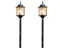 2er-Set Wegeleuchten MILANO, E27, Bleikristalloptik, IP43, Höhe 115 cm