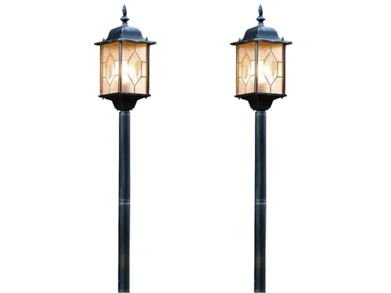 2er-Set Wegeleuchten MILANO, E27, Bleikristalloptik, IP43, Höhe 115 cm