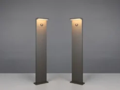 2er SET Wegeleuchten mit Solar und Strom, Hybrid mit Bewegungsmelder Höhe 100cm