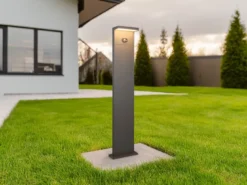2er SET Wegeleuchten mit Solar und Strom, Hybrid mit Bewegungsmelder Höhe 100cm