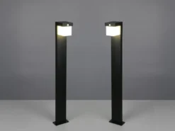 2er SET Wegeleuchten mit Solar und Strom, Hybrid mit Bewegungsmelder H: 100cm