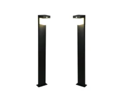 2er SET Wegeleuchten mit Solar und Strom, Hybrid mit Bewegungsmelder H: 100cm