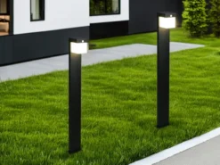 2er SET Wegeleuchten mit Solar und Strom, Hybrid mit Bewegungsmelder H: 100cm
