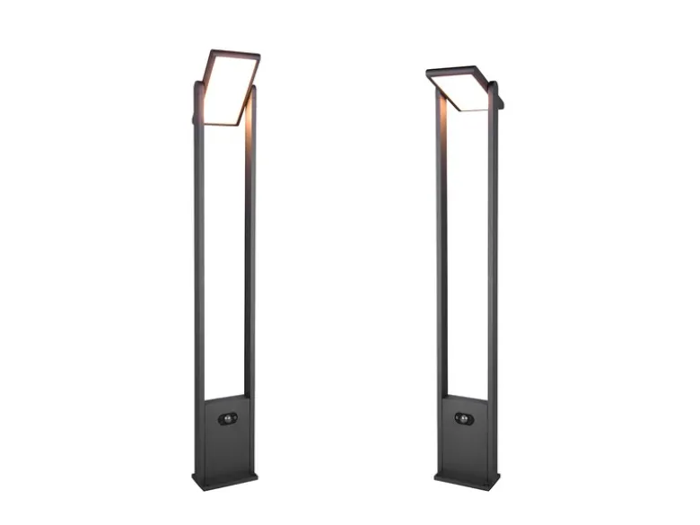2er SET Wegeleuchten mit Solar und Strom, Hybrid mit Bewegungsmelder, Höhe 101cm
