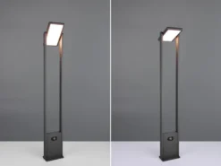 2er SET Wegeleuchten mit Solar und Strom, Hybrid mit Bewegungsmelder, Höhe 101cm