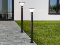2er SET Wegeleuchten mit Solar und Strom, Hybrid mit Bewegungsmelder, Höhe 100cm