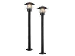 2er Set Wegeleuchten MODENA schwarz, 98cm hoch, Beleuchtung Garten / Terrasse