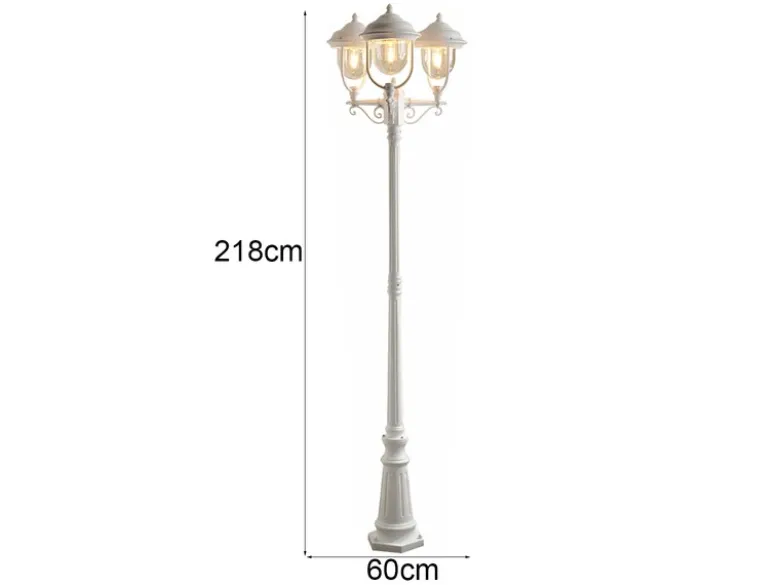 2er-Set weiße Gartenlaterne PARMA aus Aluminium, E27, IP43, H.: 218 cm