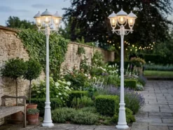 2er-Set weiße Gartenlaterne PARMA aus Aluminium, E27, IP43, H.: 218 cm