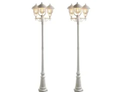 2er-Set weiße Gartenlaterne PARMA aus Aluminium, E27, IP43, H.: 218 cm