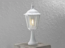 2er-Set weiße Sockelleuchten FIRENZE, E27, Aluminium, Höhe 55 cm