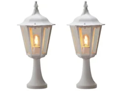 2er-Set weiße Sockelleuchten FIRENZE, E27, Aluminium, Höhe 55 cm