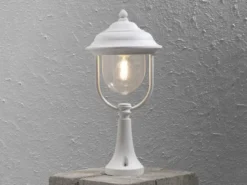 2er-Set weiße Sockelleuchten PARMA aus Aluminium, E27, IP43, H.: 54 cm