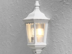 2er-Set weiße Wandleuchten Halbschale FIRENZE, E27, Aluminium, Höhe 44 cm