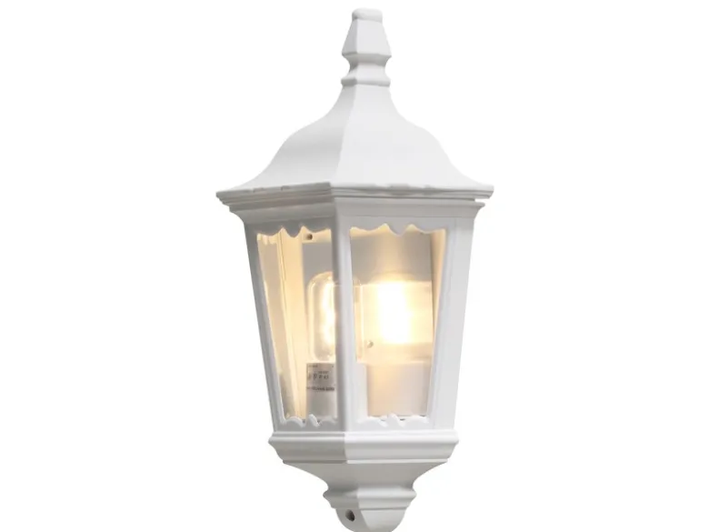 2er-Set weiße Wandleuchten Halbschale FIRENZE, E27, Aluminium, Höhe 44 cm