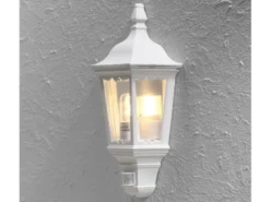 2er-Set weiße Wandleuchten Halbschale Bewegungsmelder, FIRENZE, E27, Aluminium