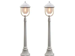 2er-Set weiße Wegeleuchten PARMA aus Aluminium, E27, IP43, H.: 118 cm