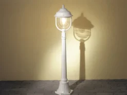2er-Set weiße Wegeleuchten PARMA aus Aluminium, E27, IP43, H.: 118 cm