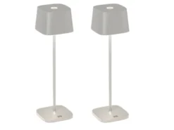 2er Set Wiederaufladbare LED Outdoor Tischleuchten dimmbar in Weiß, Höhe 36cm