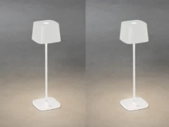 2er Set Wiederaufladbare LED Outdoor Tischleuchten dimmbar in Weiß, Höhe 36cm