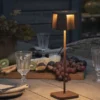 2er Set Wiederaufladbare LED Outdoor Tischleuchten, Rostoptik Höhe 36cm