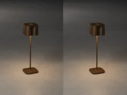 2er Set Wiederaufladbare LED Outdoor Tischleuchten, Rostoptik Höhe 36cm
