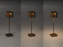 2er Set Wiederaufladbare LED Outdoor Tischleuchten, Rostoptik Höhe 36cm