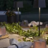 2er Set Wiederaufladbare LED Outdoor Tischleuchten dimmbar in Schwarz, Höhe 36cm