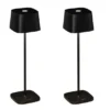 2er Set Wiederaufladbare LED Outdoor Tischleuchten dimmbar in Schwarz, Höhe 25cm