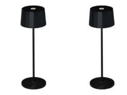 2er Set Wiederaufladbare LED Outdoor Tischleuchten dimmbar in Schwarz, Höhe 35cm
