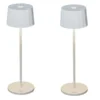 2er Set Wiederaufladbare LED Outdoor Tischleuchten dimmbar in Weiß, Höhe 35cm