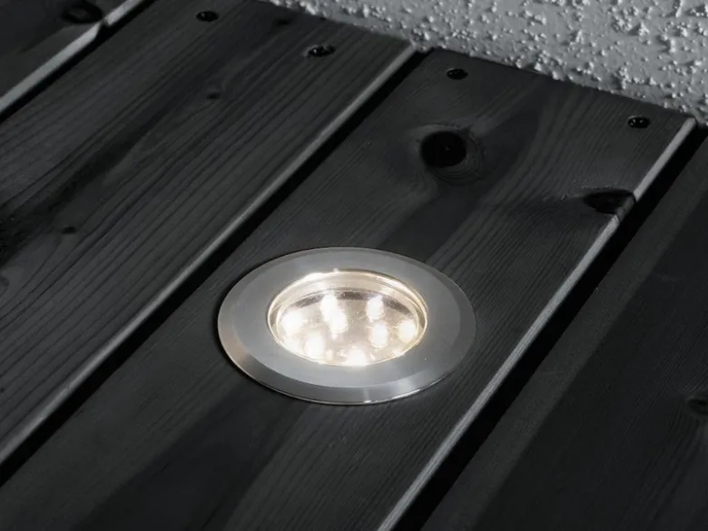 Erweiterungs 3er SET Mini LED Bodeneinbauspots Edelstahl/Glas Ø7cm IP44