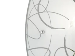 Exklusive LED Wandleuchte DIMMBAR Glasschirm in weiß mit dezentem Dekor, B: 30cm