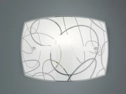 Exklusive LED Wandleuchte DIMMBAR Glasschirm in weiß mit dezentem Dekor, B: 30cm