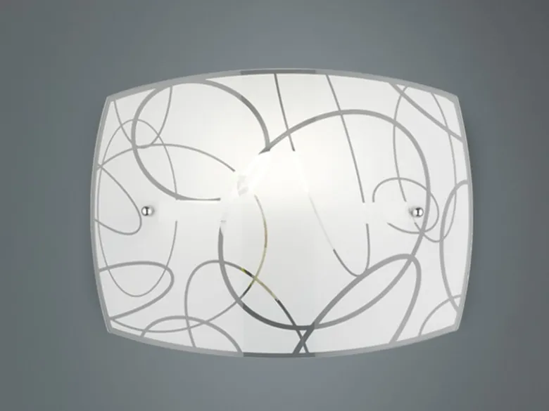 Exklusive LED Wandleuchte DIMMBAR Glasschirm in weiß mit dezentem Dekor, B: 30cm