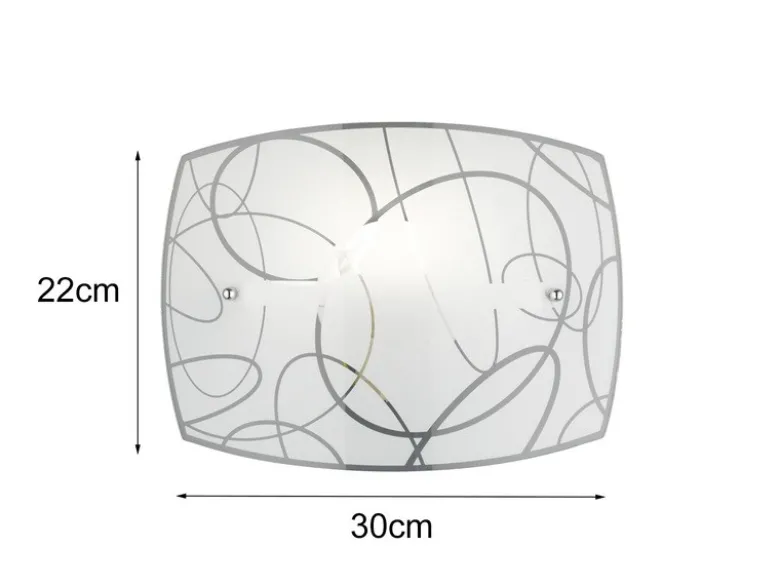Exklusive Wandleuchte SPIRELLI Glasschirm in Weiß mit dezentem Dekor, B: 30cm