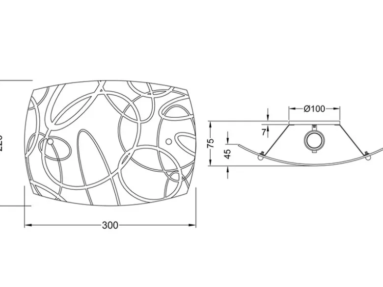 Exklusive Wandleuchte SPIRELLI Glasschirm in Weiß mit dezentem Dekor, B: 30cm