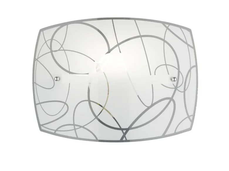 Exklusive Wandleuchte SPIRELLI Glasschirm in Weiß mit dezentem Dekor, B: 30cm