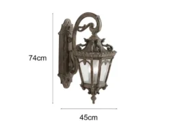 Extra große antike Außenwandleuchte TOURNAI hängend Bronzefarbig, Höhe 74cm