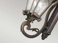 Extra große antike Außenwandleuchte TOURNAI stehend Bronzefarbig, Höhe 117cm