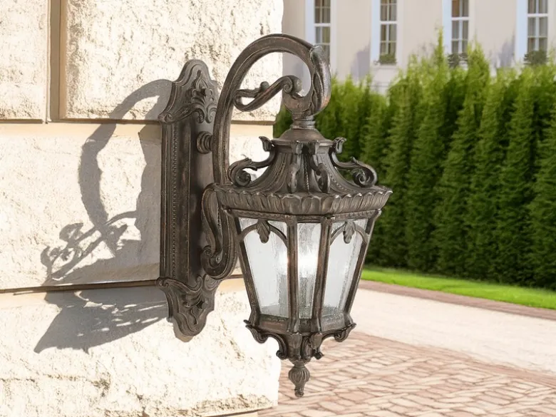 Extra große antike LED Außenwandleuchte hängend Bronzefarbig, Höhe 74cm