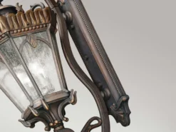Extra große antike LED Außenwandleuchte stehend Bronzefarbig, Höhe 117cm