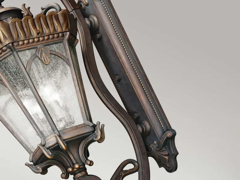 Extra große antike LED Außenwandleuchte stehend Bronzefarbig, Höhe 117cm