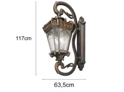 Extra große antike LED Außenwandleuchte stehend Bronzefarbig, Höhe 117cm