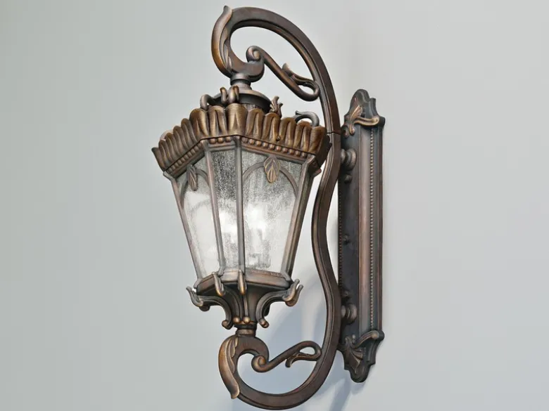 Extra große antike LED Außenwandleuchte stehend Bronzefarbig, Höhe 117cm