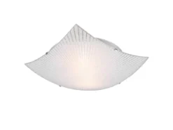 Flache Deckenleuchte ELISA mit Glas Lampenschirm Weiß, Quadrat 40cm