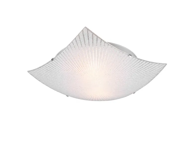 Flache Deckenleuchte ELISA mit Glas Lampenschirm Weiß, Quadrat 40cm