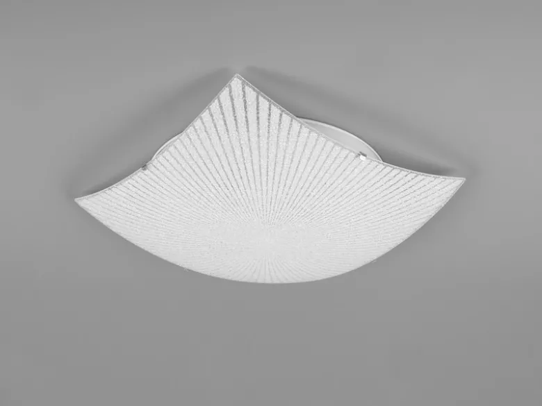 Flache Deckenleuchte ELISA mit Glas Lampenschirm Weiß, Quadrat 40cm