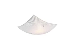 Flache Deckenleuchte ELISA mit Glas Lampenschirm Weiß, Quadrat 30cm